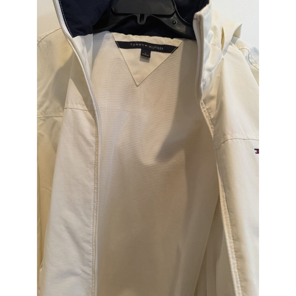 White Nautica Hooded Jacket Windbreaker Mens Size Medium M - Picture 3 of 5
